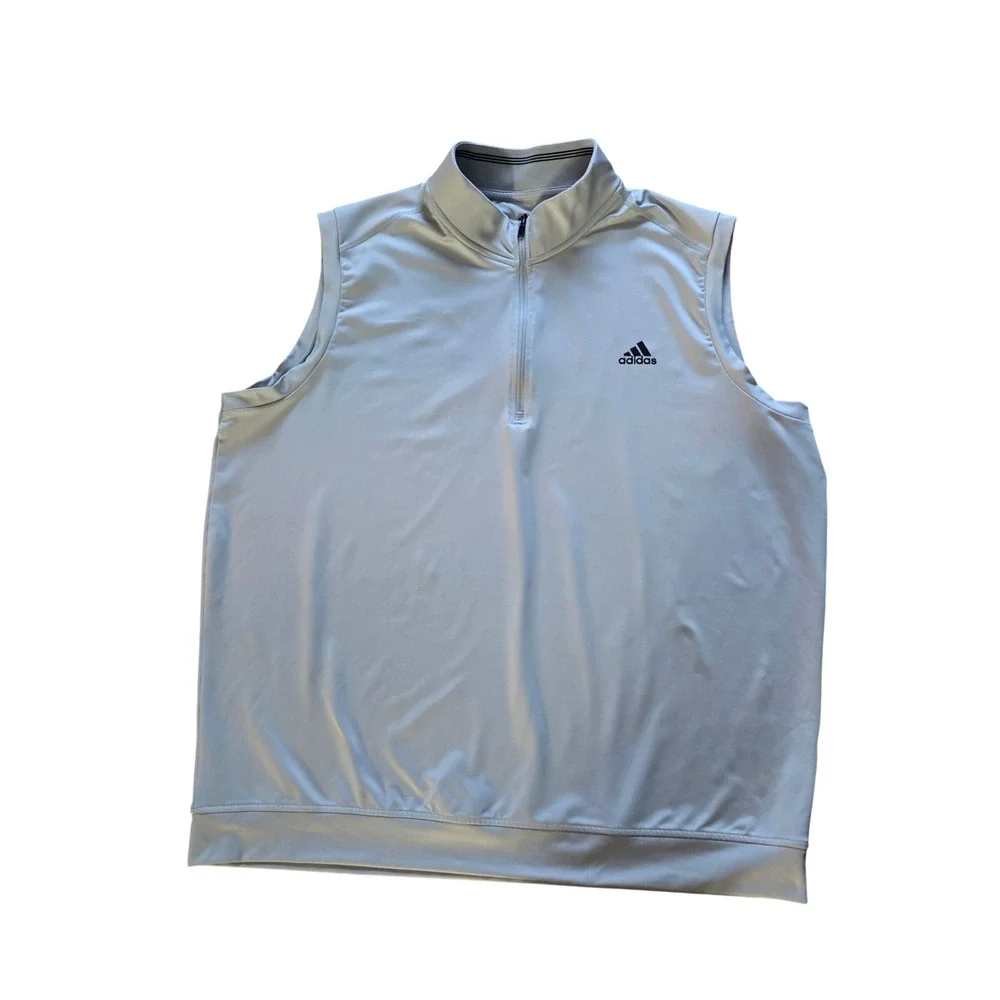Adidas Golf Mens 2XL Quarter Zip Sleeveless Pullover Vest Performance Light Gray
